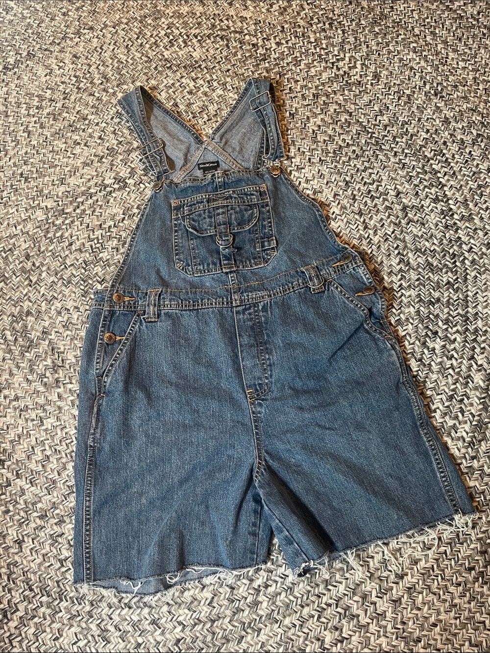 Northcrest Dark Blue Denim Short Overalls